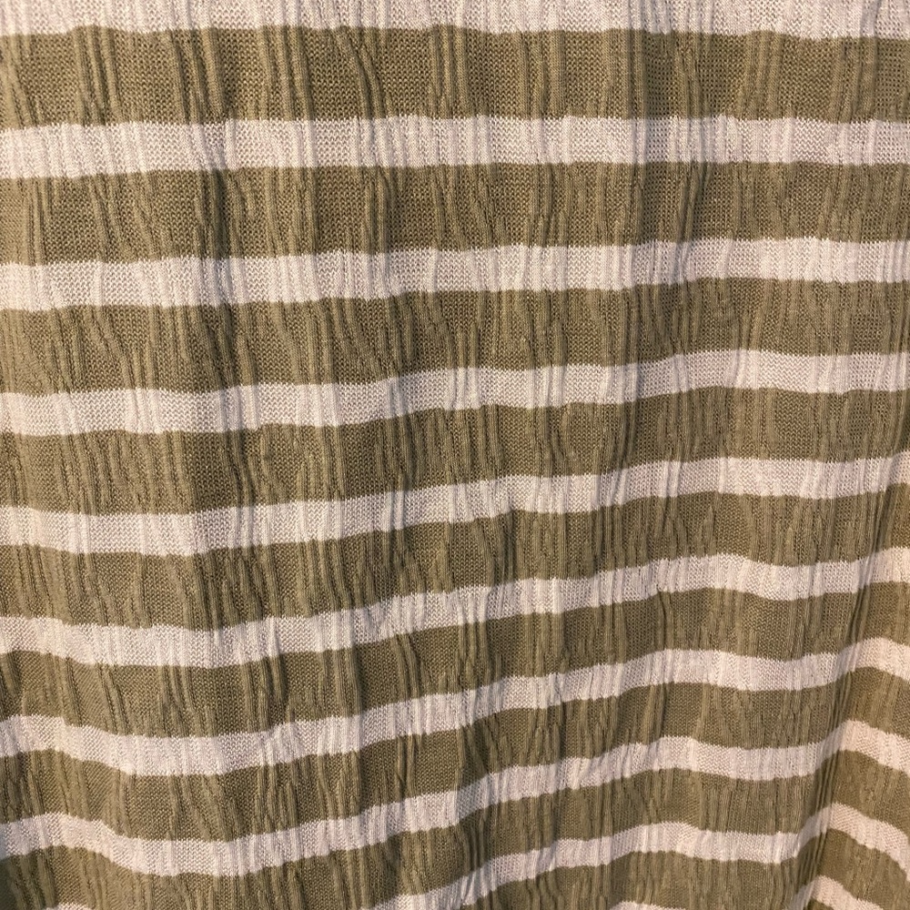 easel Olive Green and White Striped Lightweight Pullover Top - Picture 6 of 6